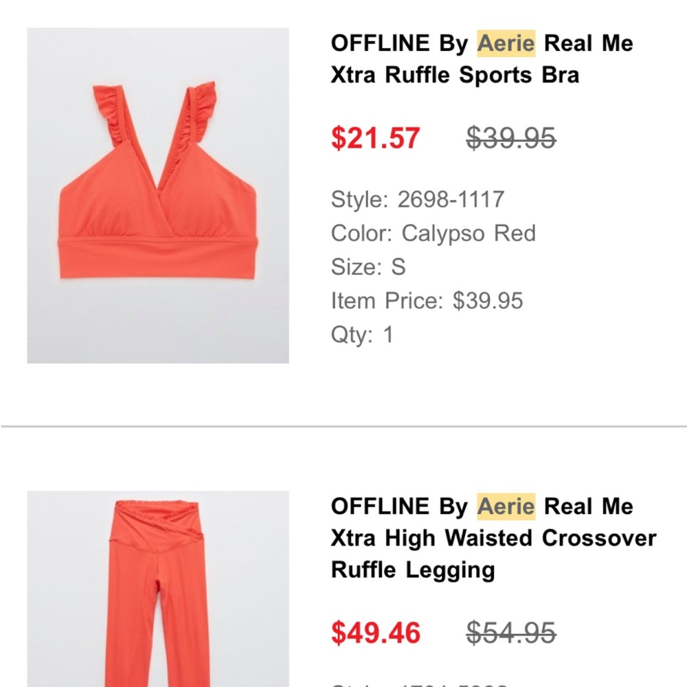 Aerie OFFLINE ruffled set